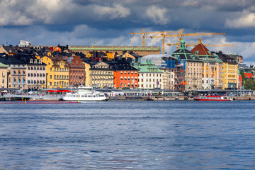 Stockholm. View of the city embankment of the island of Gamla Stan.