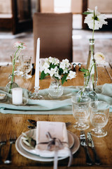 Wedding table setting and decoration