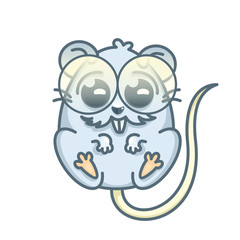 Vector illustration of Cartoon rat. Cute rat in huge glasses