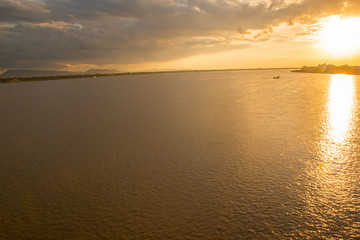 Mekong River Against Cloudy Sky 