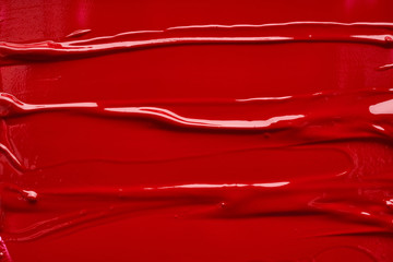 Red lipstick or acrylic paint isolated on white - obrazy, fototapety, plakaty