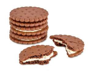 Cookies with chocolate chips. Isolated on a white background