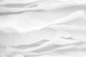Closeup of white paper layers stack. Abstract art background. Blur misty mountain peaks. Copy space.