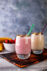 Fresh strawberry and banana smoothie
