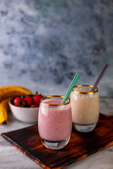 Fresh strawberry and banana smoothie