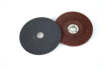 cutting wheels disc and grinding wheels abrasive disc isolated white background photo close up