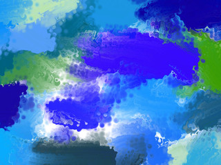 Colorful artistic blue textural background. Drawing paints. Texture strokes.