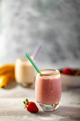 Fresh strawberry and banana smoothie