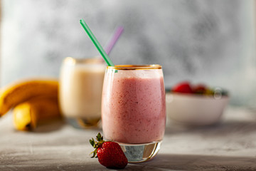 Fresh strawberry and banana smoothie