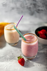 Fresh strawberry and banana smoothie