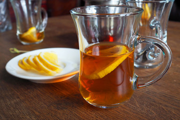 Glass of tea with lemon