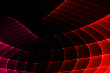 Abstract techno background. Neon curved lattice.