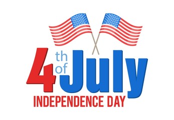 American Independence Day, festive banner with american flags. Vector