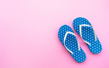 Colorful sandals on color space  background