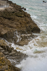 raging and furious sea breaking against the rocks, Cantabrian Sea in the North of Spain