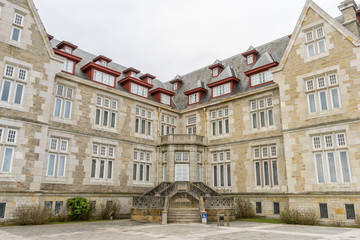 Fototapeta na wymiar Palacio de la Magdalena in the city of Santander, north of Spain. Building of eclectic architecture and English influence next to the Cantabrian Sea
