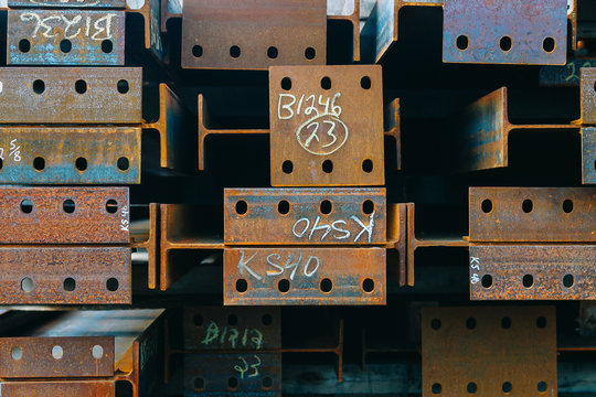 Steel Beams on Job Site Standing By