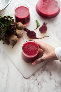 Homemade beet drink.