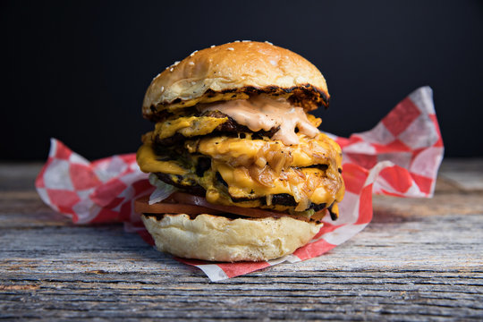 Huge Triple Cheeseburger