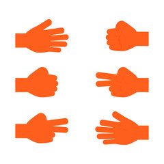 rock paper scissors. hand sign icons set isolated on white background. vector Illustration.