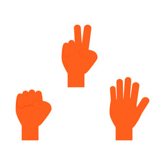 rock paper scissors. hand sign icons set isolated on white background. vector Illustration.