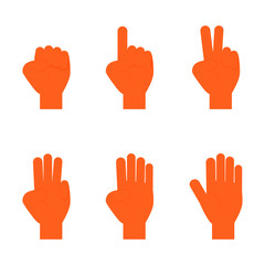 set of counting fingers 1-5. hands sign icon. isolated on white background. vector Illustration.