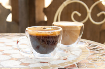 Americano and cappuccino. 