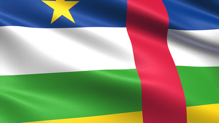 Central African Republic flag, with waving fabric texture