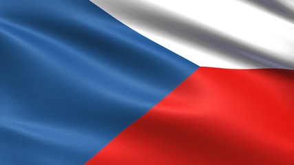 Czech Republic flag, with waving fabric texture