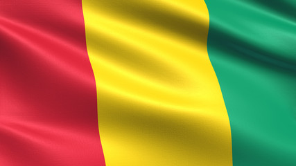 Guinea flag, with waving fabric texture