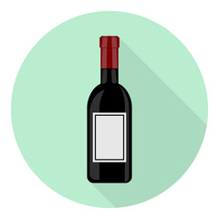 vector image of red wine bottle flat icon