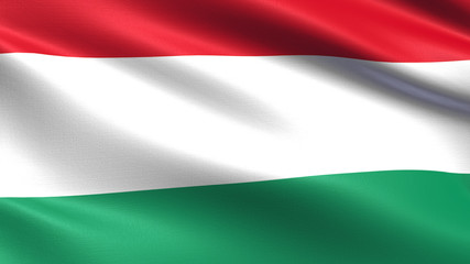 Hungary flag, with waving fabric texture