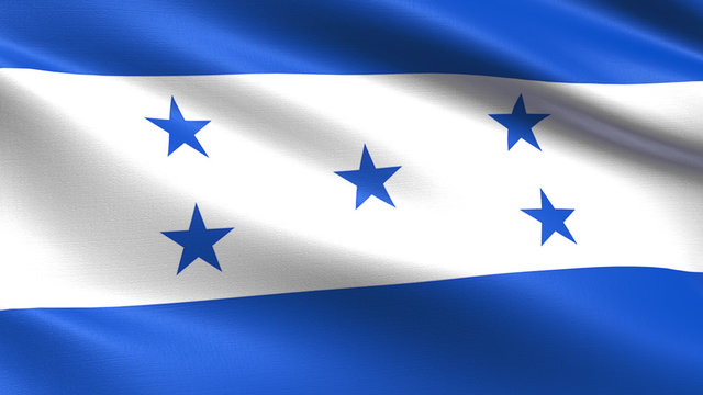 Honduras flag, with waving fabric texture