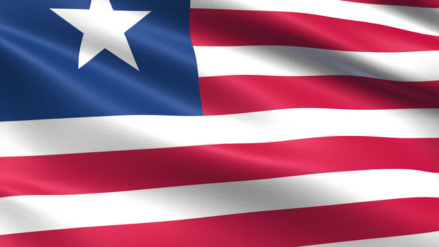 Liberia flag, with waving fabric texture