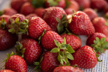 fresh strawberry from farm. Ripe red strawberries on table,