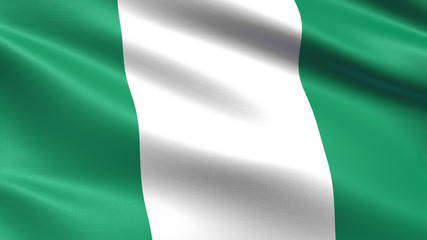 Nigeria flag, with waving fabric texture
