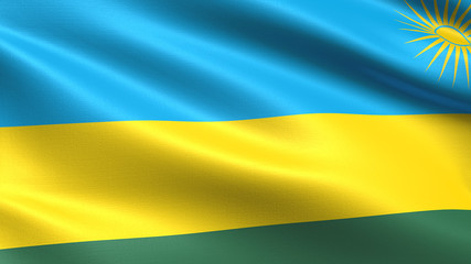 Rwanda flag, with waving fabric texture