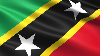 Saint Kitts and Nevis flag, with waving fabric texture