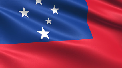 Samoa flag, with waving fabric texture