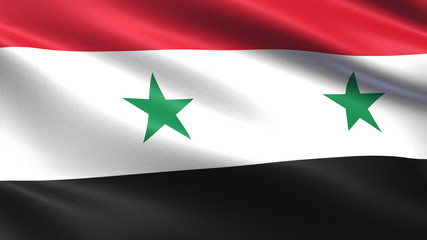 Syria flag, with waving fabric texture