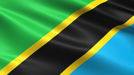 Tanzania flag, with waving fabric texture