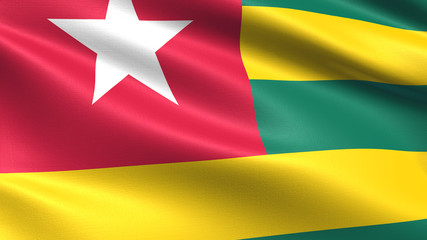 Togo flag, with waving fabric texture