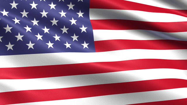 United States of America flag, with waving fabric texture