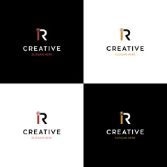 IR Initial logo Lettering Vector. Black and Red monogram logo. Technology line letter symbol. Alphabet R , RI , IR logo design. Black, white and red color style. Vector illustration.