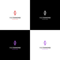 V Letter with Diamond Logo Template, elegant luxury letter V diamond logo