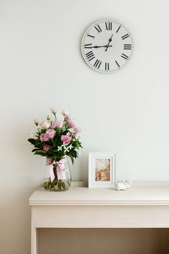 interior, furniture and flowers