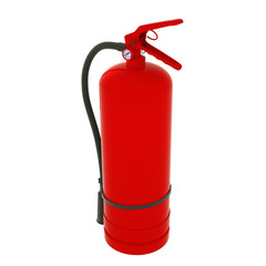 Obraz premium Blank red fire extinguisher on white background 3D illustration
