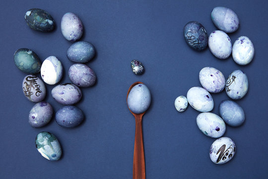 Painted egg in spoon