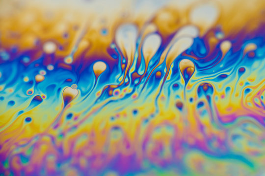 Reflections of a soap bubble close up
