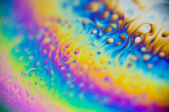 Reflections of a soap bubble close up